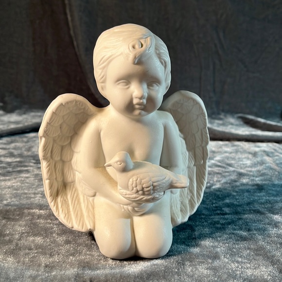 VTG Boy with Bird Angel Cherub Figurine - Picture 1 of 4